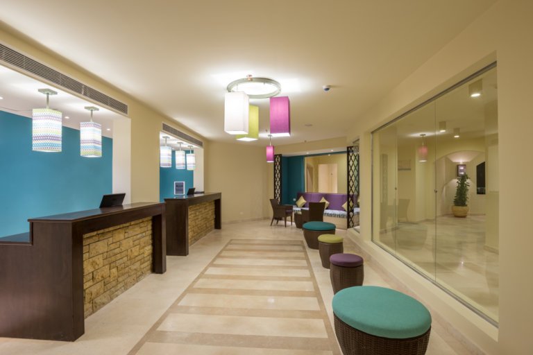 lobby and reception area at byoum lakeside 4 stars hotel in fayoum